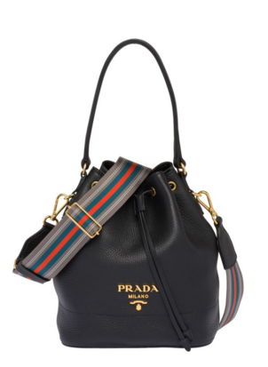 Prada Leather bucket bag 1BE018 black