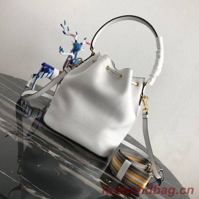 Prada Leather bucket bag 1BE018 white