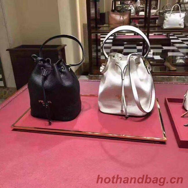 Prada Leather bucket bag 1BE018 white