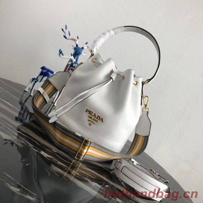 Prada Leather bucket bag 1BE018 white