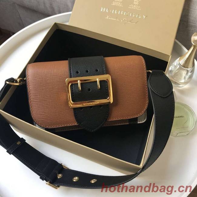 BURBERRY Hampshire vintage check leather cross-body bag 24581 brown