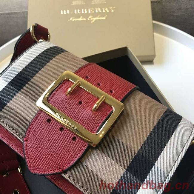 BURBERRY Hampshire vintage check leather cross-body bag 24581 red