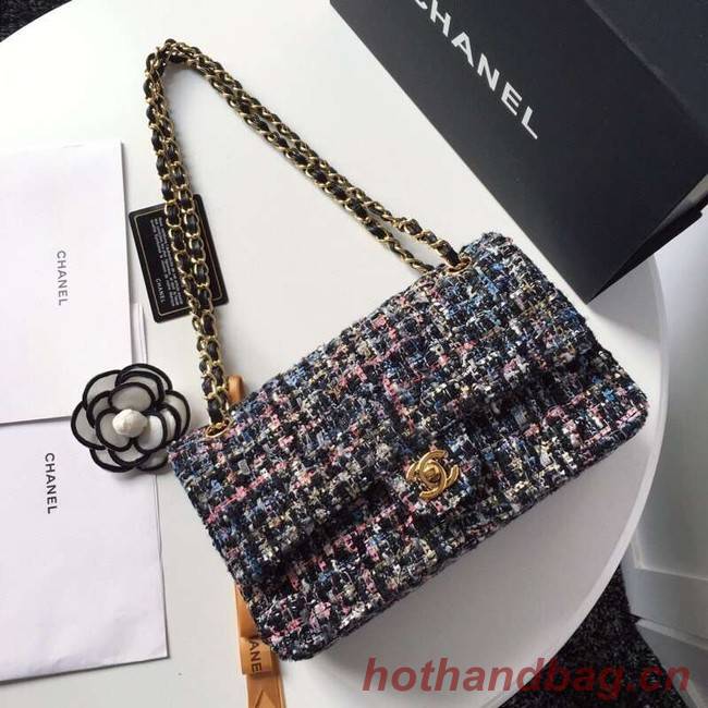 Chanel classic handbag Tweed Braid & Gold-Tone Metal A01112-3