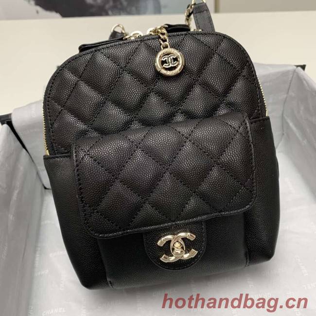 Chanel Grained Calfskin & Gold-Tone Metal backpack AS0003 black