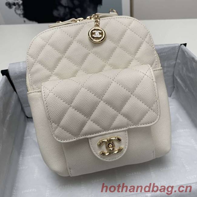 Chanel Grained Calfskin & Gold-Tone Metal backpack AS0003 creamy-white