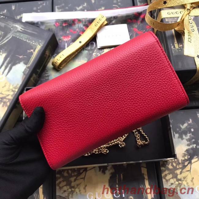 Gucci GG Marmont leather chain wallet 546585 Hibiscus red