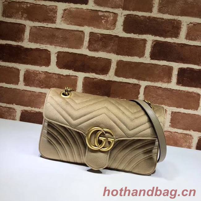 Gucci GG Marmont velvet medium shoulder bag 443497 Khaki