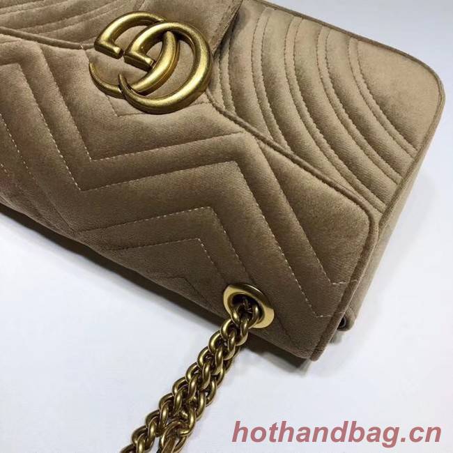 Gucci GG Marmont velvet medium shoulder bag 443497 Khaki