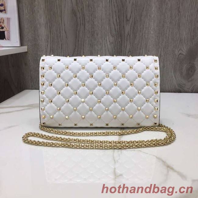 VALENTINO Rockstud quilted leather cross-body bag 5830 white