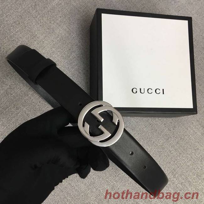 Gucci Leather belt with Double G buckle 406831 black