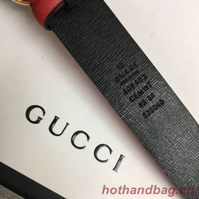 Gucci Leather belt with Double G buckle 406831 red