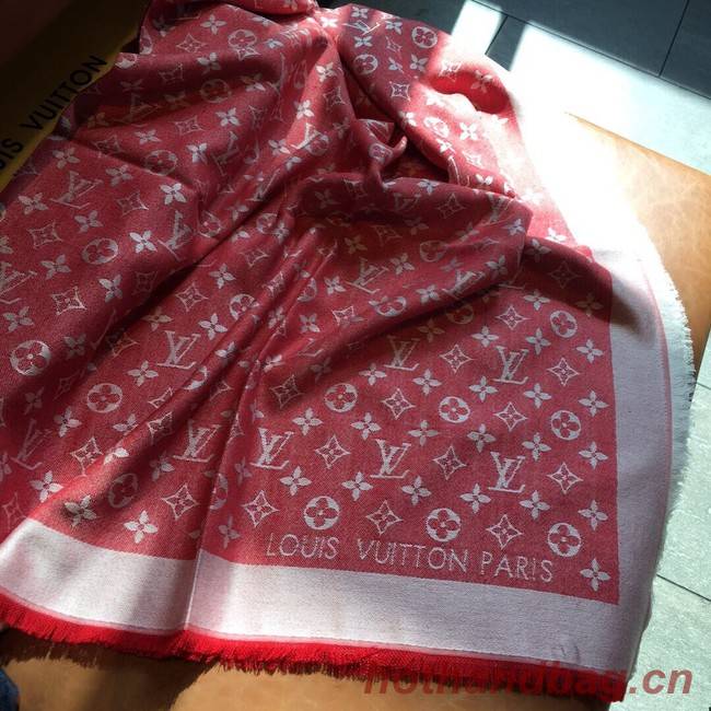 Louis Vuitton MONACO SQUARE Monogram flower pattern silk M71151 red