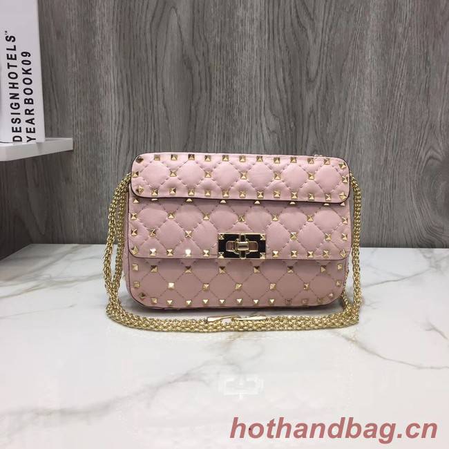 VALENTINO Rockstud small quilted leather shoulder bag 77562 pink