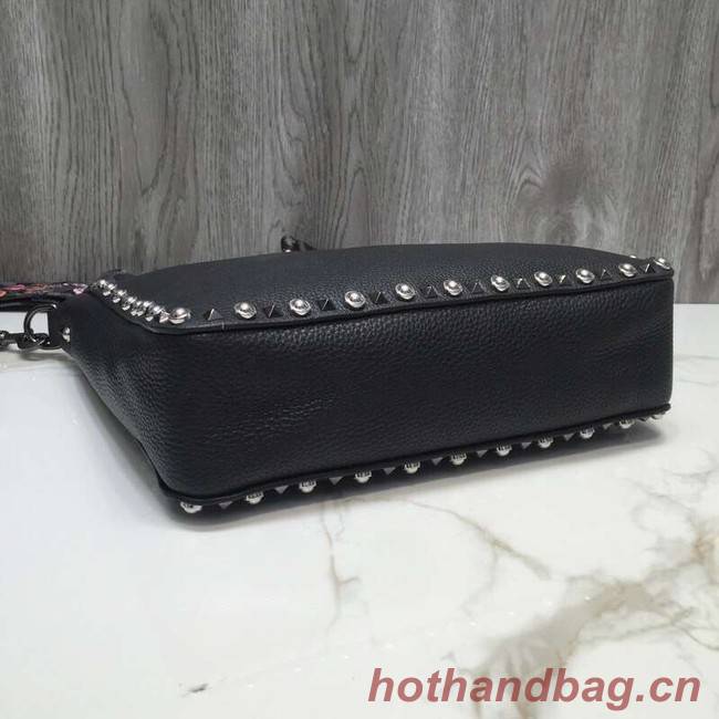 VALENTINO Rockstud grained leather messenger 50031 black