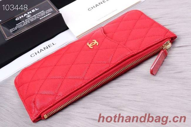 Chanel classic pouch Grained Calfskin& Gold-Tone Metal A84402 red