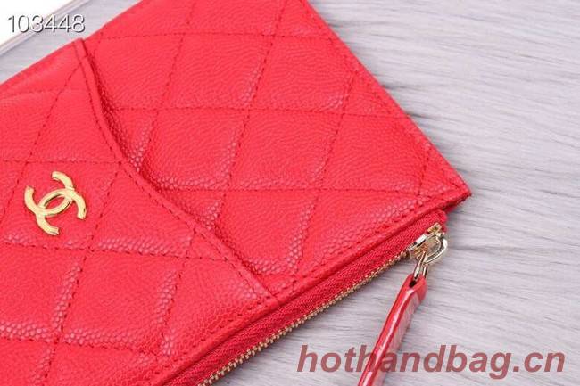 Chanel classic pouch Grained Calfskin& Gold-Tone Metal A84402 red