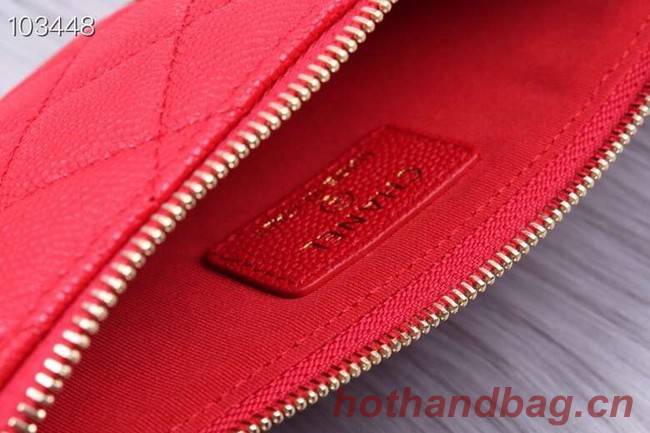 Chanel classic pouch Grained Calfskin& Gold-Tone Metal A84402 red