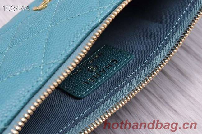 Chanel classic pouch Grained Calfskin& Gold-Tone Metal A84402 sky blue