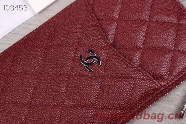 Chanel classic pouch Grained Calfskin& silver-Tone Metal A84402 Burgundy