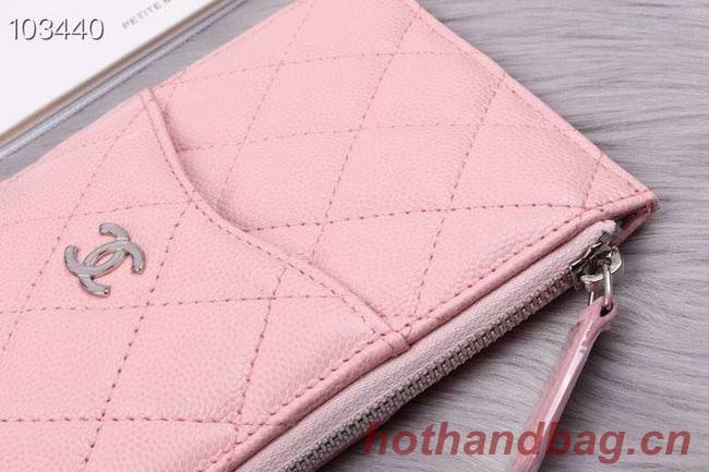 Chanel classic pouch Grained Calfskin& silver-Tone Metal A84402 pink