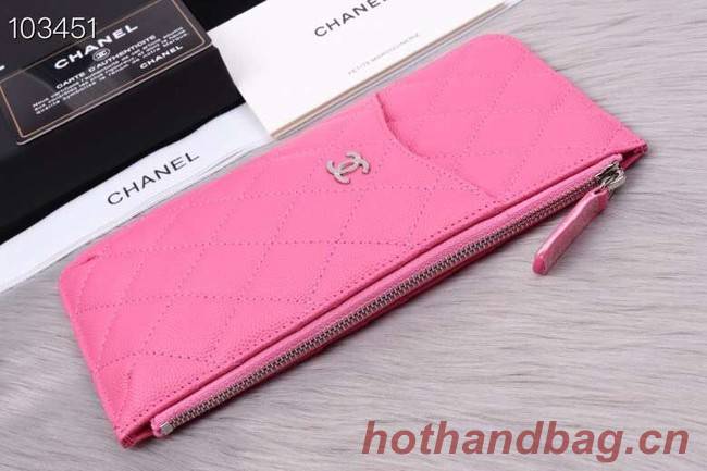 Chanel classic pouch Grained Calfskin& silver-Tone Metal A84402 rose