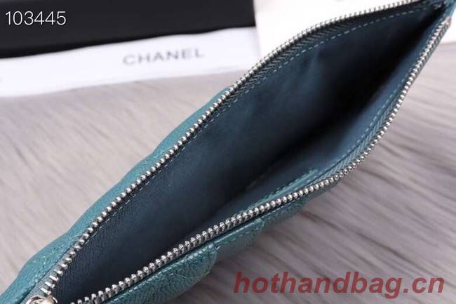 Chanel classic pouch Grained Calfskin& silver-Tone Metal A84402 sky blue