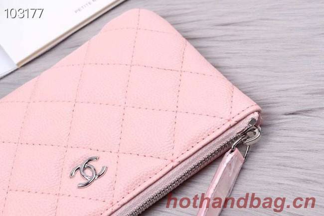 Chanel classic small pouch Grained Calfskin& silver-Tone Metal A82365 pink