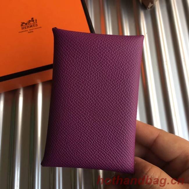 Hermes Bastia Epsom card case H0369 purple