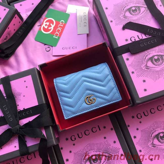 Gucci GG Marmont card case 466492 light blue