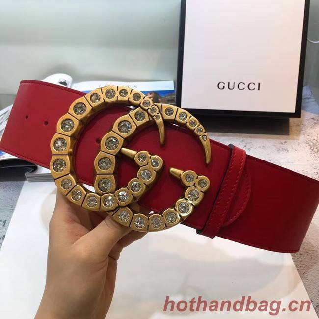 Gucci Wide leather with crystal Double G buckle 550110 red