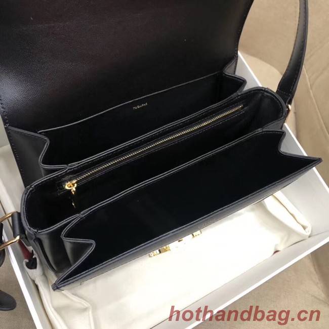 CELINE LARGE TRIOMPHE BAG IN TEXTILE AND NATURAL CALFSKIN 18887 black