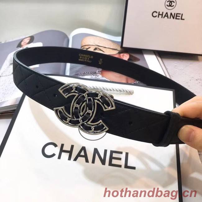 Chanel Calf Leather Belt Wide with 32mm 56609