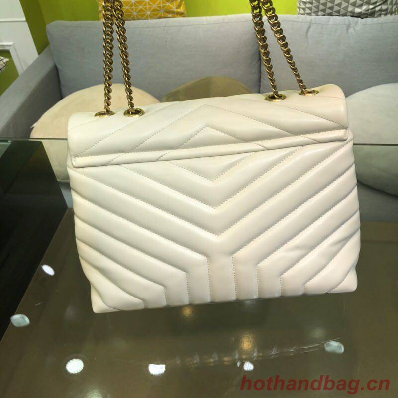 SAINT LAURENT Loulou Monogram medium quilted leather shoulder bag 74558 beige 