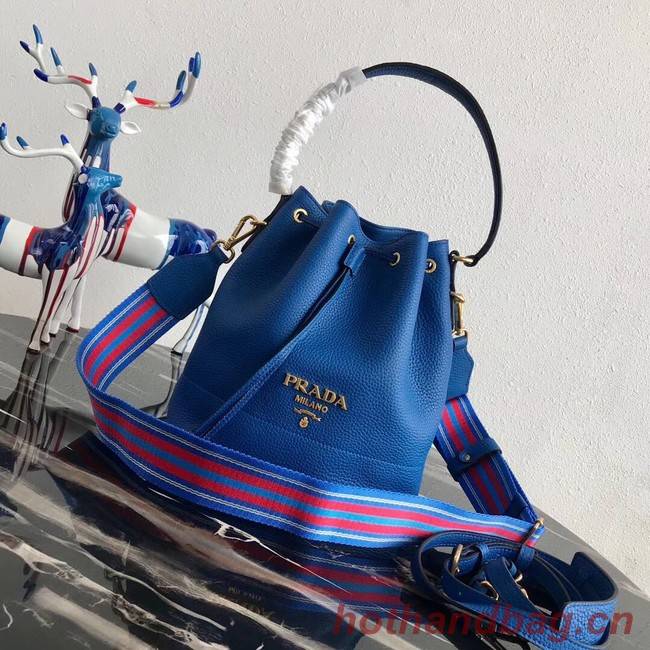 Prada Leather bucket bag 1BE018 blue