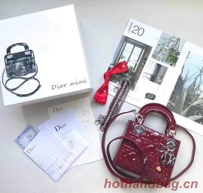 Dior MINI LADY DIOR CALFSKIN BAG M0505O burgundy