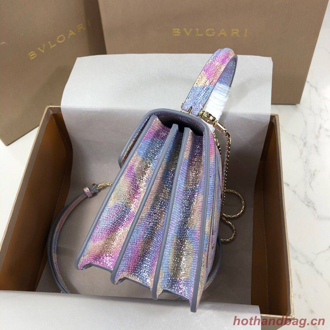 BVLGARI Serpenti Forever Metallic-leather Shoulder Bag 058962 Multicolor&Purple