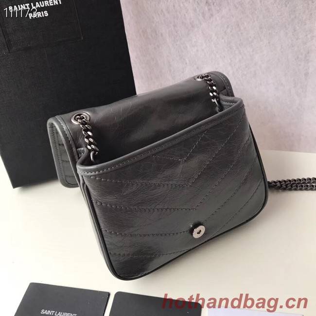 SAINT LAURENT Niki Mini leather shoulder bag 03743 dark grey