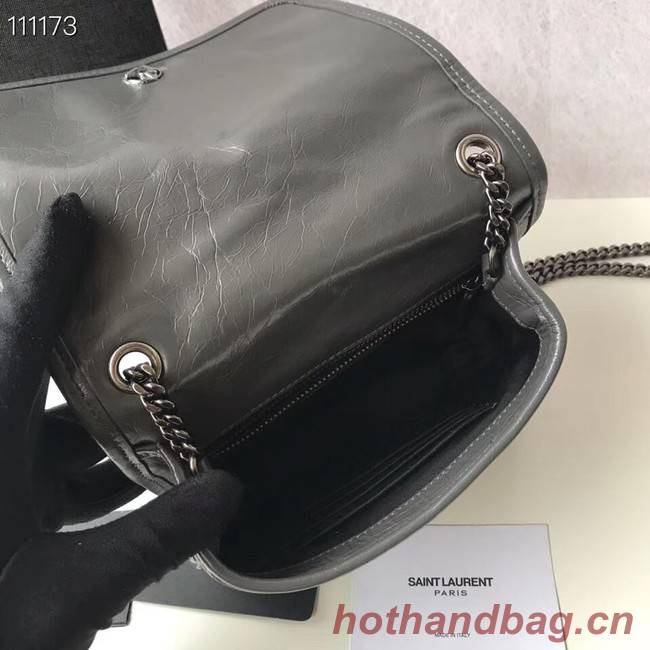 SAINT LAURENT Niki Mini leather shoulder bag 03743 dark grey