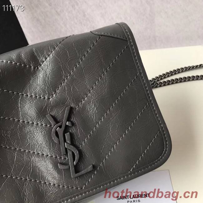 SAINT LAURENT Niki Mini leather shoulder bag 03743 dark grey