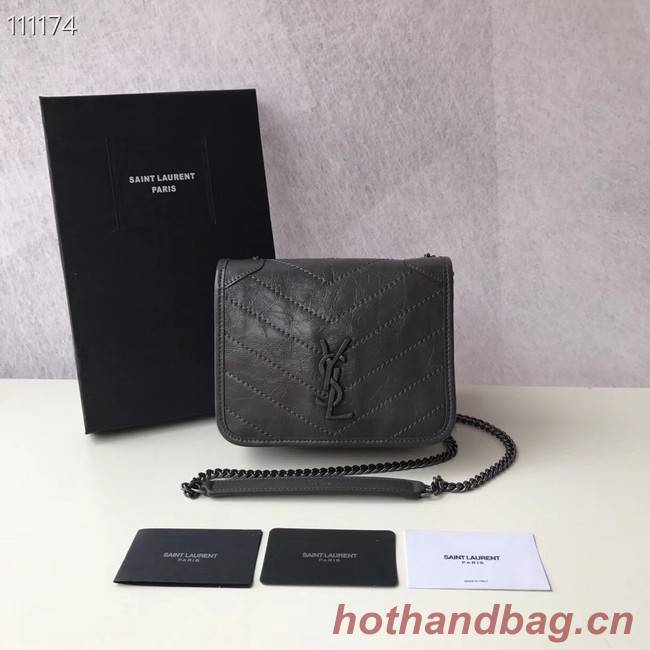 SAINT LAURENT Niki Mini leather shoulder bag 03743 dark grey