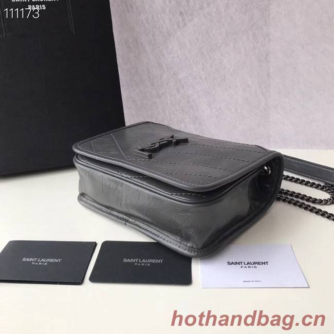 SAINT LAURENT Niki Mini leather shoulder bag 03743 dark grey