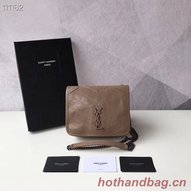 SAINT LAURENT Niki Mini leather shoulder bag 03743 Chestnut