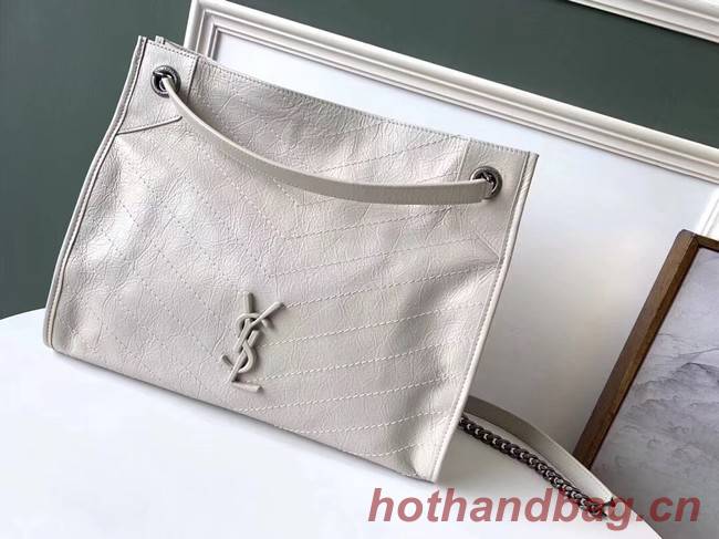 SAINT LAURENT NIKI MEDIUM SHOPPING BAG IN CRINKLED VINTAGE LEATHER 5814 white