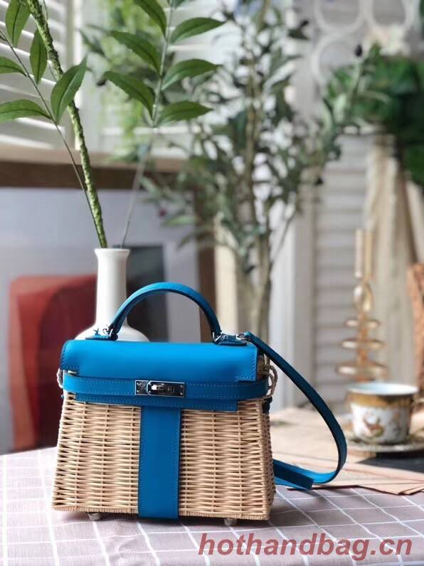 Hermes kelly picnic bag 9810 blue