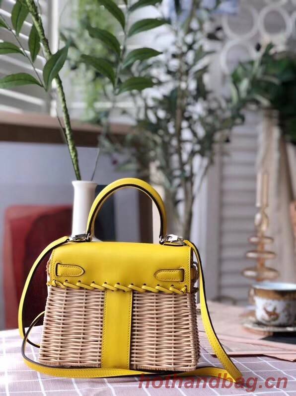 Hermes kelly picnic bag 9810 yellow