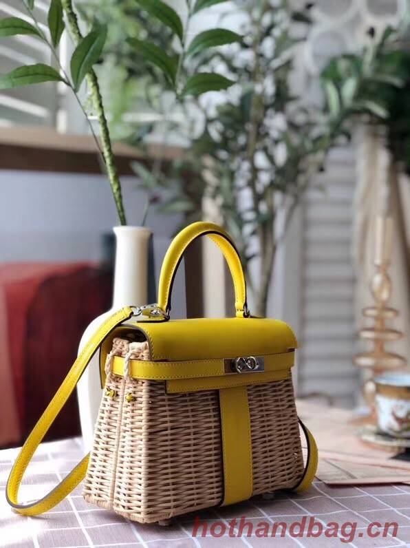 Hermes kelly picnic bag 9810 yellow