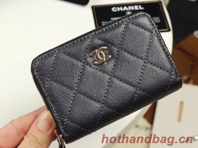 Chanel classic card holder Grained Calfskin & Gold-Tone Metal A69271 black