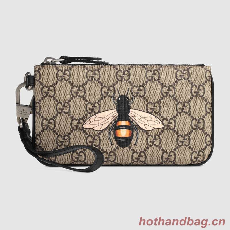 Gucci Bee print GG Supreme pouch 522866