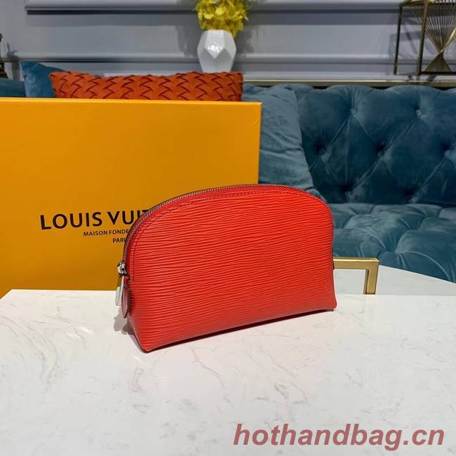 Louis vuitton original Epi Leather COSMETIC POUCH PM M52030 Coquelicot