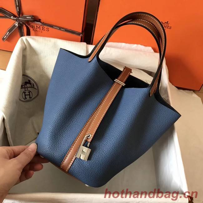 Hermes Picotin Lock PM Bags Original Leather H8688 blue&brown